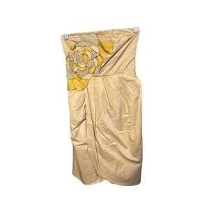 Ryu‎ NWT Beige Strapless Dress With Floral Applique Size S